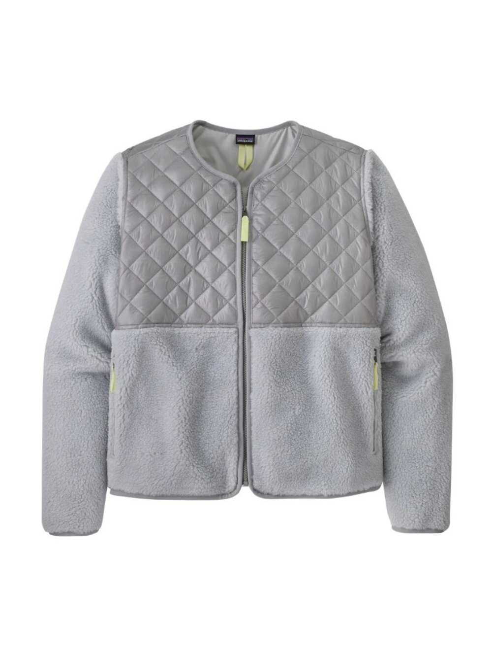 Patagonia Size XS Gray Diamond Quilted Full-Zip Recycled Sherpa Hybrid Jacket